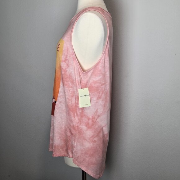Lucky Brand Mojave Medium Women Tank Top Tie Dye Washed Print Sunset Desert Road - Picture 5 of 7